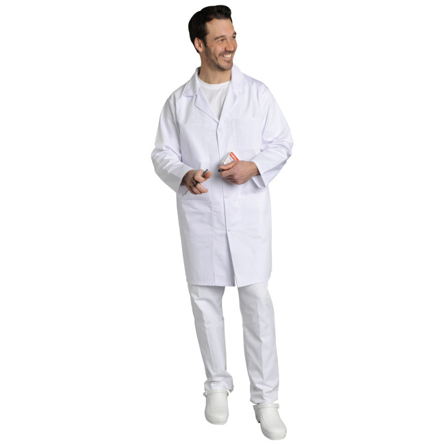 Weiße Arbeitsbluse mit Druckknöpfen XAVIER - SNV