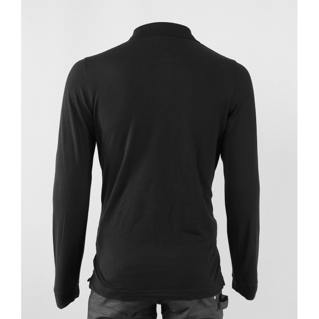 Herren-Poloshirt mit langen Ärmeln schwarz - KARIBAN