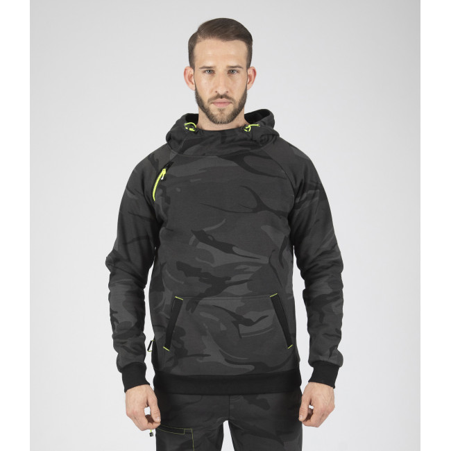 Werktrui met capuchon ALCA camo grijs - Nine Worths by North Ways