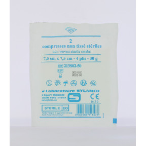 Lot de 2 compresses non tissées stériles 7,5x7,5 cm - CirMédical