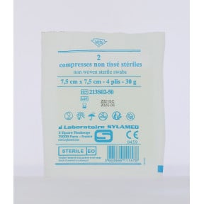 Set mit 2 sterilen, nicht gewebten Kompressen 7,5x7,5 cm - CirMédical