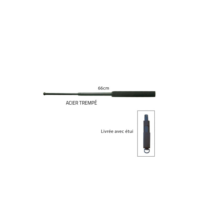MATRAQUE TELESCOPIQUE ACIER TREMPE MANCHE MOUSSE+ ETUI 66 CM - Patrol Equipment
