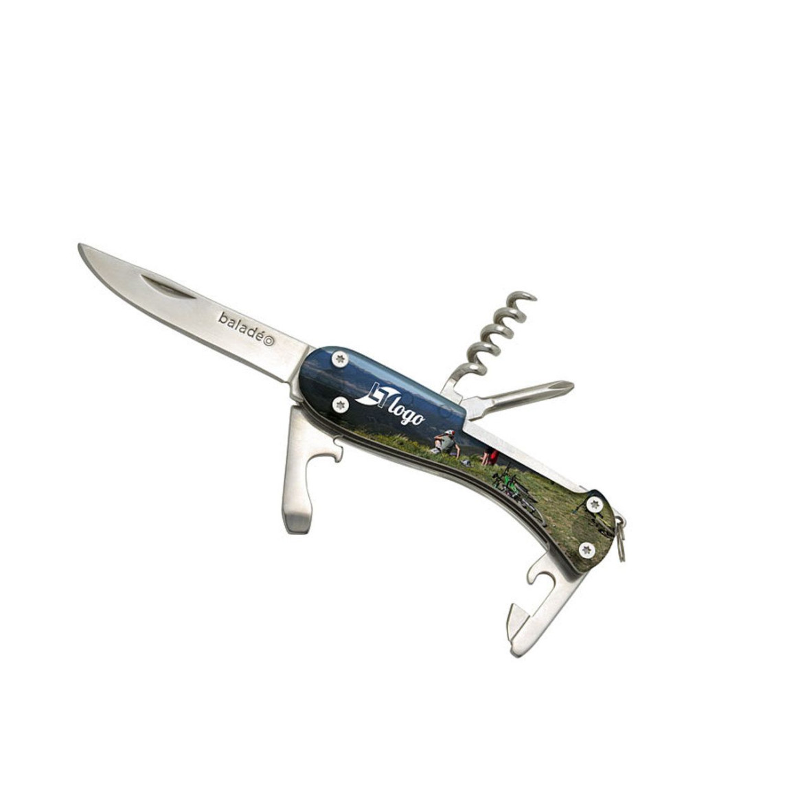 Couteau pliant 11 fonctions avec poignée en bois durable