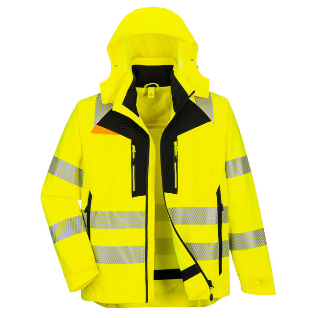 DX4 Hi-Vis 4-in-1 Jas Geel/Zwart - Portwest