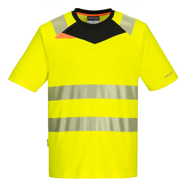 DX4 T-shirt Hoge Zichtbaarheid K/M Geel/Zwart - Portwest