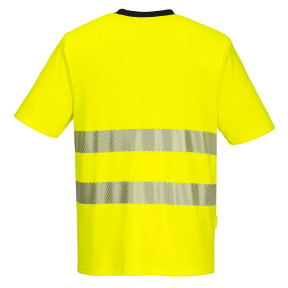 DX4 T-shirt Wysokiej Widoczności K/R Żółty/Czarny - Portwest