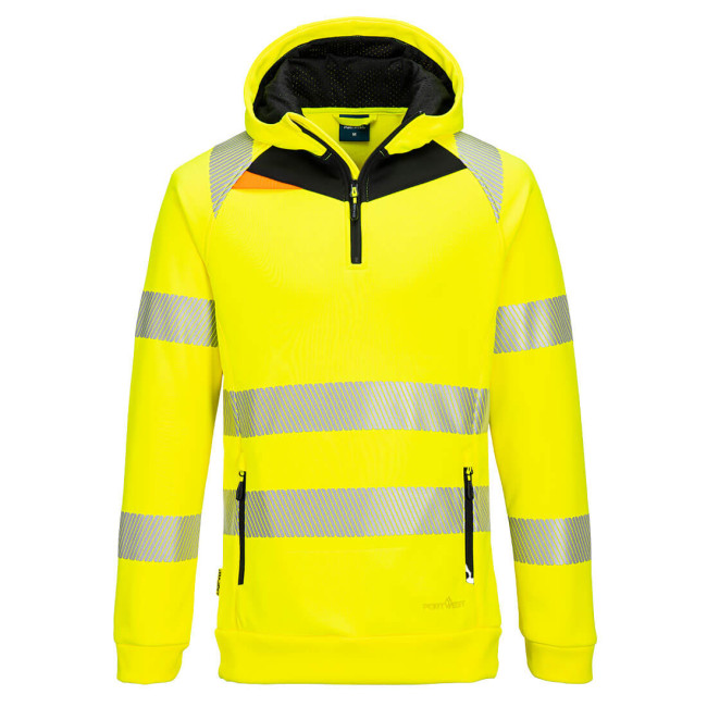 DX4 Hi-Vis 1/4 Zip Hoodie Geel/Zwart - Portwest