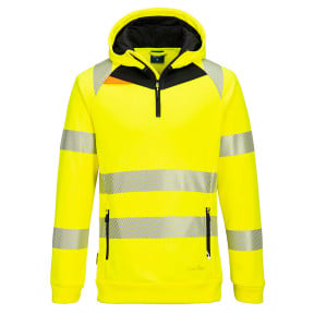 DX4 Hi-Vis 1/4 Zip Hoodie Żółta/Czarna - Portwest