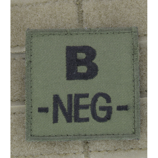 Embleem bloedgroep B- Zwart op Legergroen - DMB