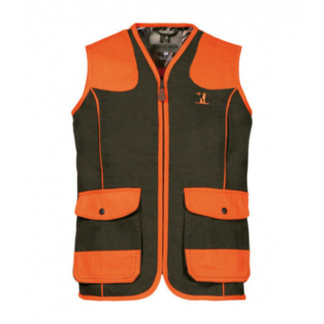 Kinder-Jagdweste mit hoher Sichtbarkeit Tradition Khaki / Orange - Percussion
