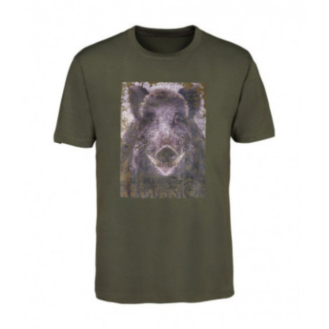 Kinder-T-Shirt Khaki mit Wildschwein-Siebdruck - Percussion