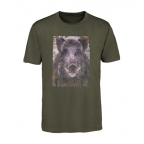 Dziecięcy T-shirt Kaki z nadrukiem sitowym dzik - Percussion