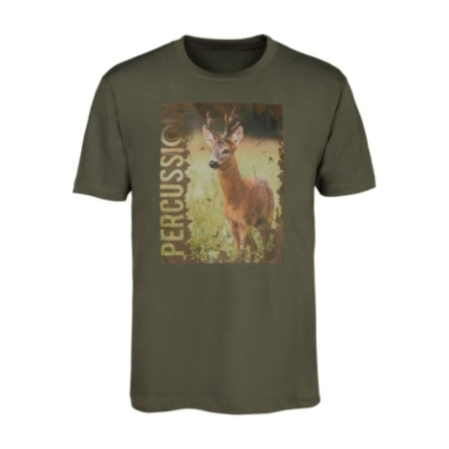 Kinder T-shirt Kaki met zeefdruk brokaat - Percussion