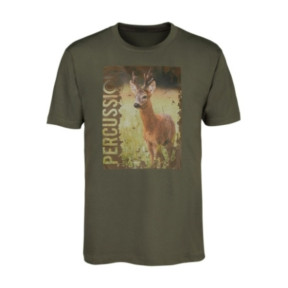 Kinder-T-Shirt Khaki mit Damhirsch-Siebdruck - Percussion