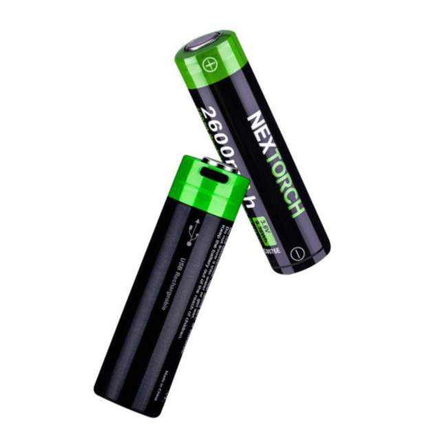 Batterie rechargeable 18650 3.6V 2600 mAh avec port USB type-C - Nextorch
