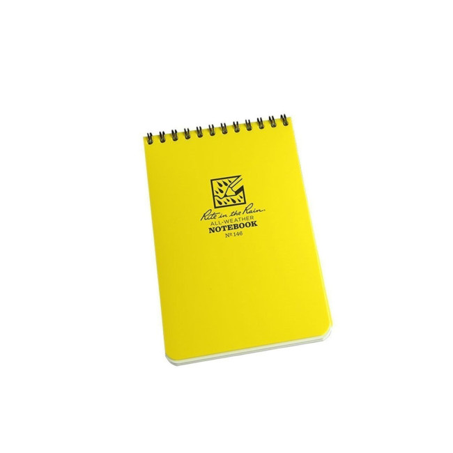 Carnet 10.1 x 15.2cm, 100 pages, spirale horizontale jaune - rite in the rain