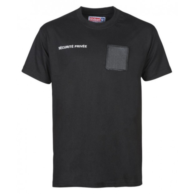 Tee-shirt Sécurité Noir avec grande fenêtre matricule - CityGuard