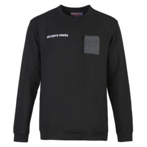 Sweatshirt Sécurité Noir avec grande fenêtre matricule - CityGuard