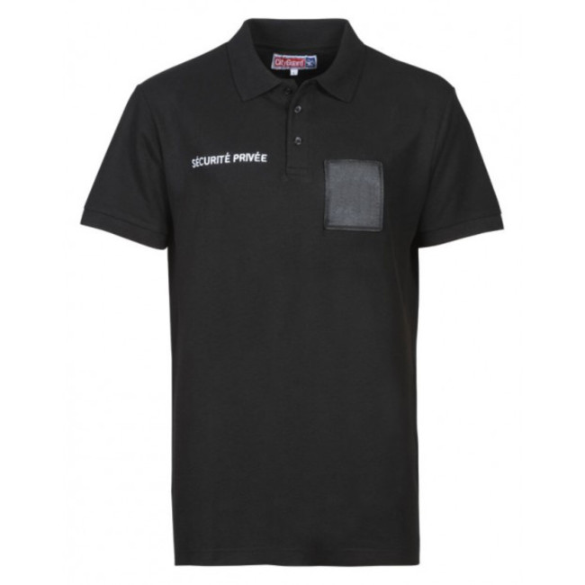 Baumwoll-Poloshirt Sicherheit Schwarz mit großem Nummernfenster - CityGuard