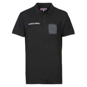 Polo en coton Sécurité Noir avec grande fenêtre matricule - CityGuard