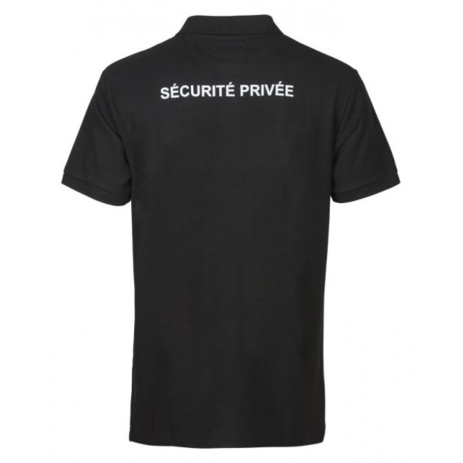 Polo en coton Sécurité Noir avec grande fenêtre matricule - CityGuard