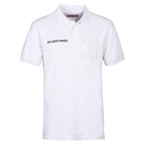 Polo avec grande fenêtre matricule Sécurité Privée - Blanc - CityGuard