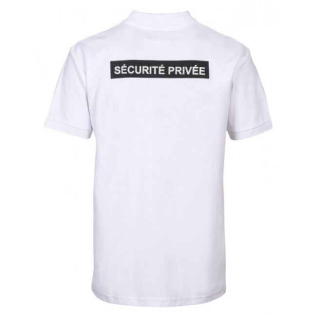 Polo en coton Sécurité Blanc avec grande fenêtre matricule - CityGuard