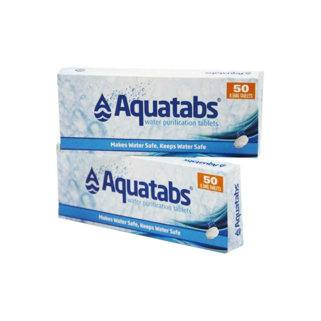 Tablettes de purification d'eau (2 x 50) aquatabs 8.5mg x 650 - BCB international