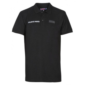 Polo en coton Sécurité Noir avec fenêtre matricule à broder - CityGuard