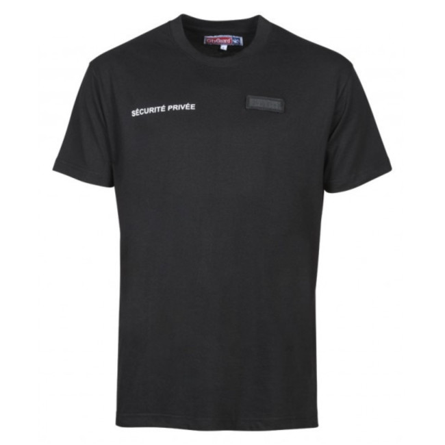 T-shirt Ochrona Czarny z okienkiem na numer identyfikacyjny do wyszywania - CityGuard