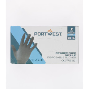100 gants nitrile A925 non poudrés à usage unique - Noir - Portwest