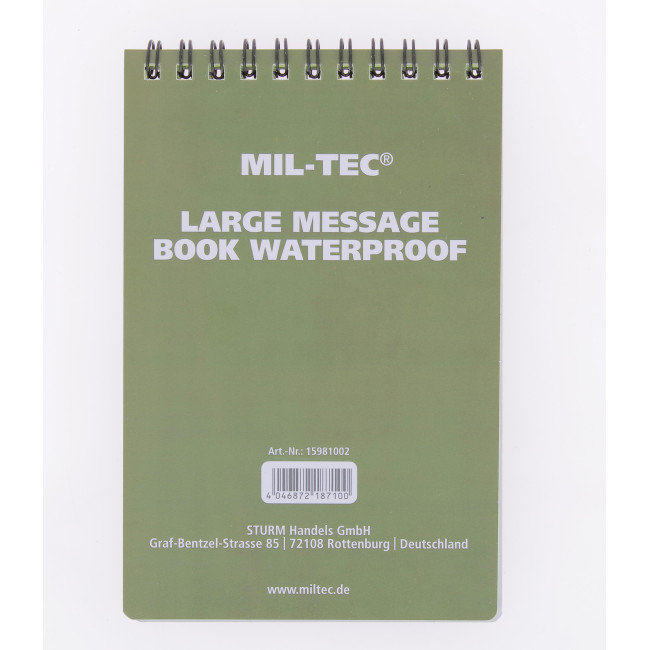 Carnet étanche waterproof grand format - Miltec
