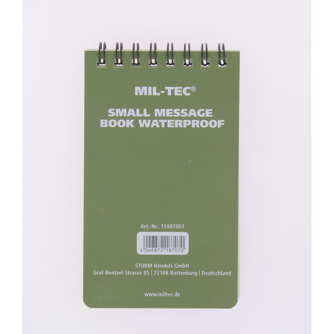 Carnet étanche waterproof petit format - Miltec