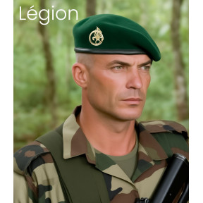 Militärbarett Legionsgrün mit Lederrand - Patrol Équipements