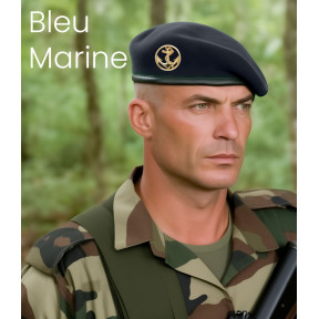 Militaire beret Marineblauw Leren rand - Patrol Équipements