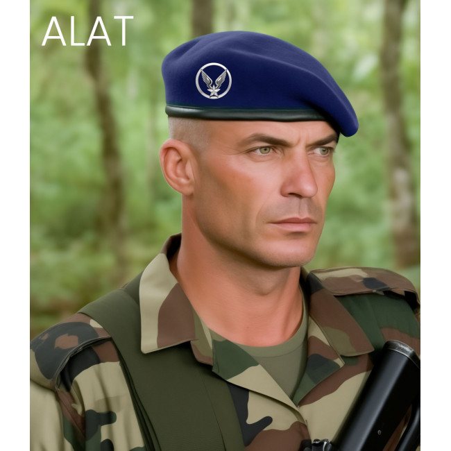 Béret Militaire Alat Bleu Bord en Cuir - Patrol Équipements Béret Militaire Alat Bleu Bord en Cuir - Patrol Équipements