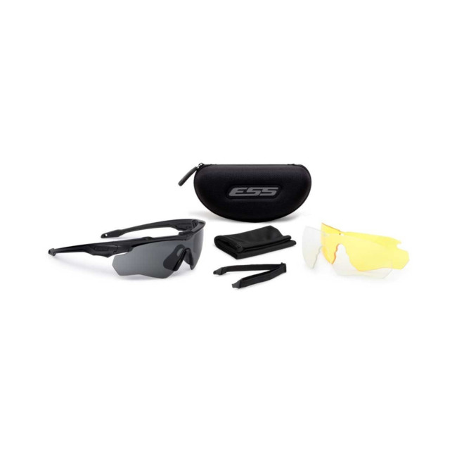 Crossblade 3ls (schwarz) klar, rauchgrau & hi-def gelbe Gläser, 2 Mikrofaser - ESS eye pro