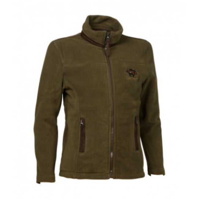 Blouson polaire enfant Kaki avec sanglier brodé - Percussion