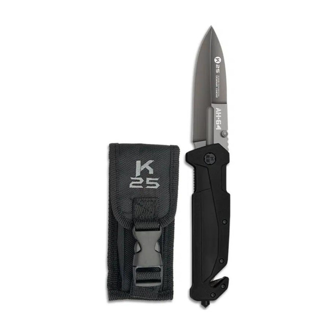 Klappmesser AH-64 Gummigriff Klinge 9cm Schwarz - K25