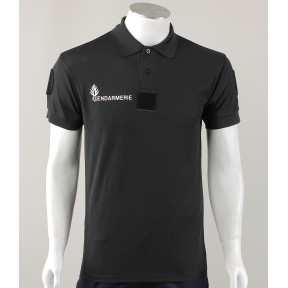 Polo z krótkim rękawem Cooldry z rzepem Gendarmerie - Czarne - Patrol Equipement