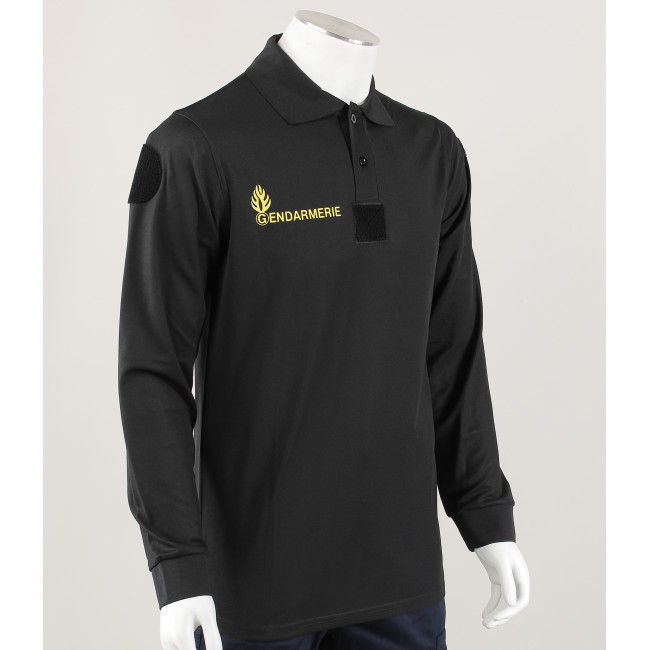 Polo Gendarmerie Mobile Cooldry + Velcros Noir -Patrol Equipement