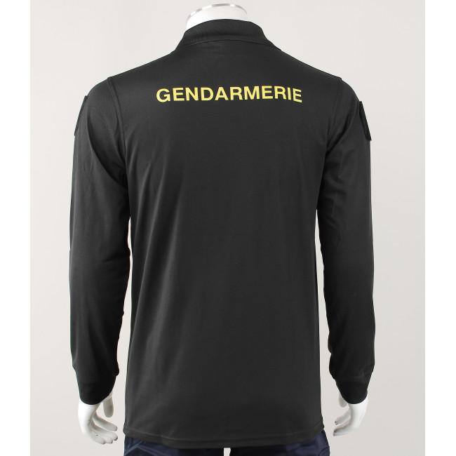 Polo Gendarmerie Mobile Cooldry + Velcros Noir -Patrol Equipement