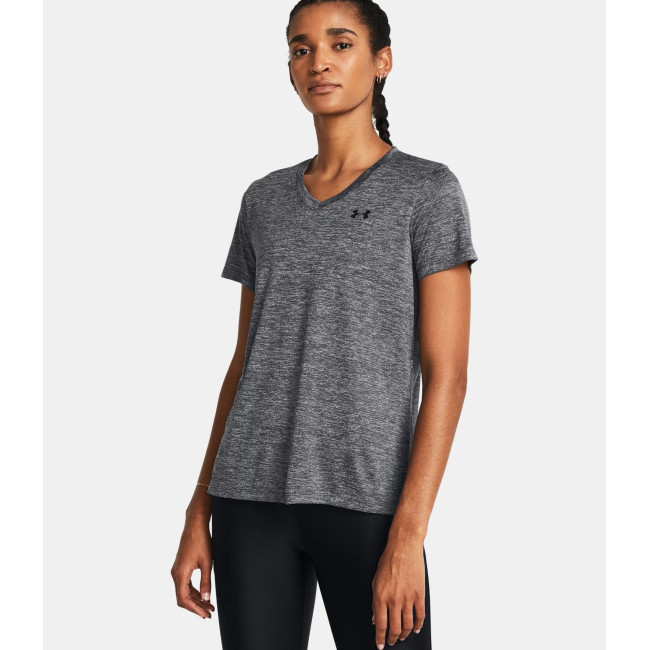 UA Tech™ Twist V-Ausschnitt T-Shirt für Damen - Steingrau - Under Armour