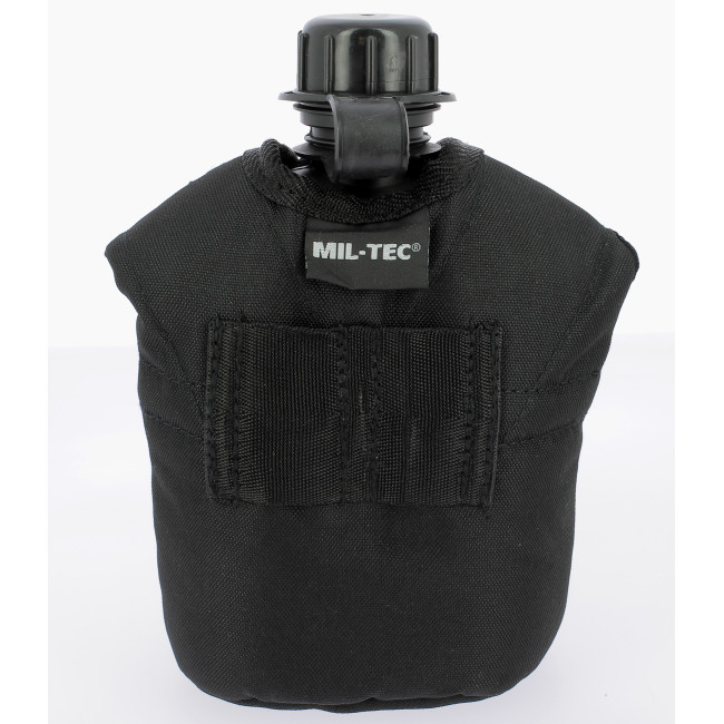 Feldflasche mit Becher und schwarzer Hülle - Miltec
