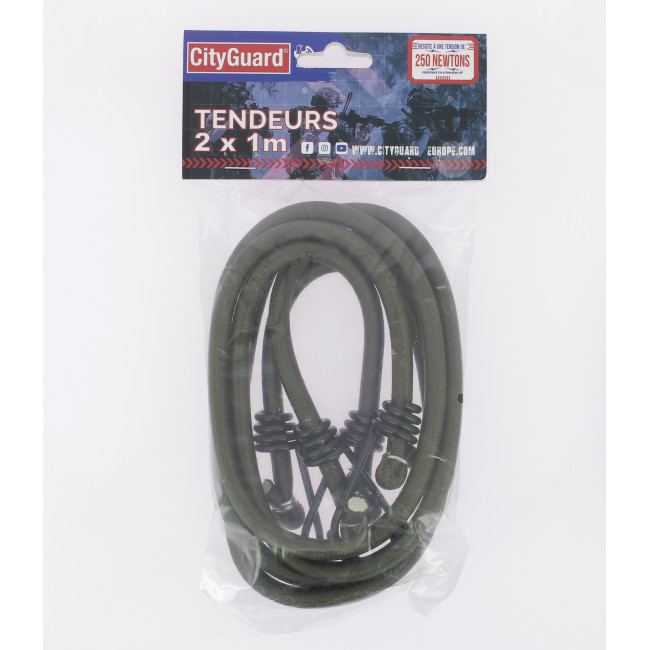 Lot de 2 tendeurs 1m Kaki - Cityguard