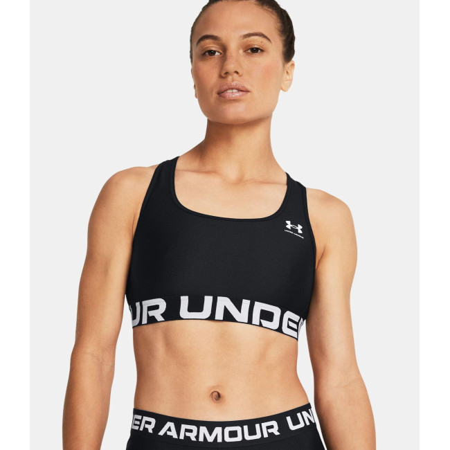 HeatGear® Armour Mid Branded Sports-BH - Schwarz - Under Armour