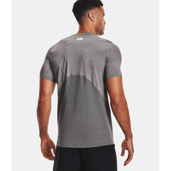 Strak aansluitend kortemouwen HeatGear® Armour shirt voor heren - Grijs Gemêleerd / Zwart - Under Armour