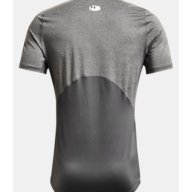 Dopasowana koszulka z krótkimi rękawami HeatGear® Armour dla mężczyzn - Szary Melanż / Czarny - Under Armour