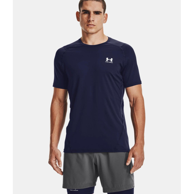 Dopasowana koszulka z krótkimi rękawami HeatGear® Armour dla mężczyzn - Granatowy - Under Armour