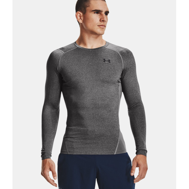 HeatGear® Armour Langarmshirt für Herren - Grau Meliert / Schwarz - Under Armour